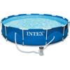 Intex Metal Frame 10′ x 30″ Above Ground Outdoor Swimming Pool with 330 GPH Filter Pump and Maintenance Kit with Vacuum Skimmer and Adjustable Pole