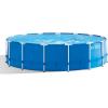 Intex Metal Frame 15′ x 48″ Round Above Ground Swimming Pool Set with Filter Pump, Ladder, and Cover with Maintenance Accessory Vacuum and Skimmer Kit