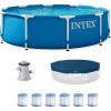 INTEX Pool Metal Frame 10’x30″ Round Outdoor Swimming Pool Set with 330 GPH Filter Pump, Pool Cover, and Type H Filter Cartridge Replacements (6 pack)