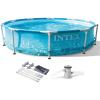 Intex 28207EH 10 Feet x 30 Inch Metal Frame Outdoor Backyard Above Ground Circular Beachside Swimming Pool with Filter Pump and Protective Canopy