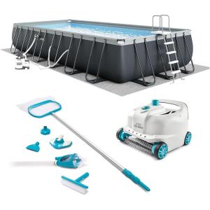 INTEX 26363EH Ultra XTR 24ft x 12ft x 52in Above Ground Swimming Pool Set with Sand Filter Pump, Deluxe Automatic Vacuum Cleaner and Maintenance Cleaning Kit