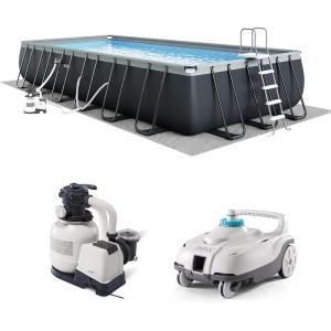 INTEX 26363EH Ultra XTR 24ft x 12ft x 52in Above Ground Swimming Pool Set with Sand Filter Pump and Automatic Pool Floor Cleaner