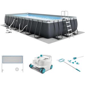 INTEX 26367EH Ultra XTR 24ft x 12ft x 52in Above Ground Swimming Pool Set with Sand Filter Pump and Deluxe Automatic Vacuum Cleaner