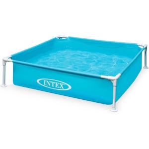 Intex 4 Foot x 12 Inch Miniature Durable Vinyl Outdoor Above Ground Frame Kiddie Swimming and Teaching Baby Pool for Ages 3 and Up, Blue(Blue)
