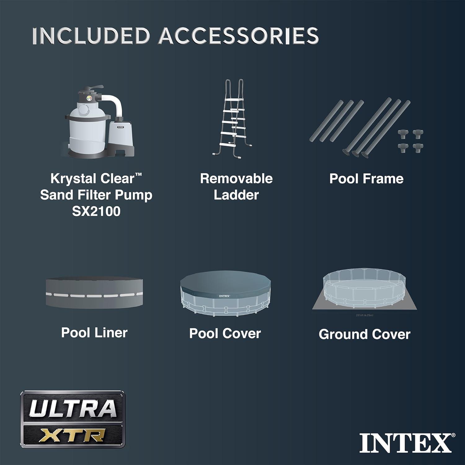 imageINTEX 26333EH Ultra XTR 20ft x 48in Above Ground Swimming Pool Set with Sand Filter Pump and OptiFlow 50lb Premium Filter Sand20 x 48