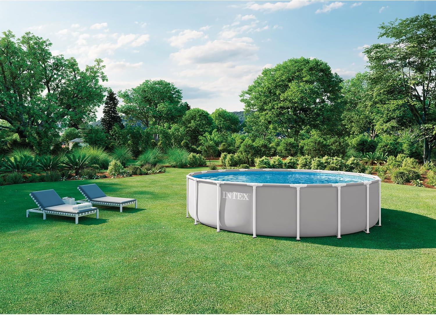 imageINTEX 26755EP Prism Frame Above Ground Swimming Pool Set 20ft x 52in Includes 1500 GPH Cartridge Filter Pump Removable Ladder Pool Cover Ground Cloth18 x 48