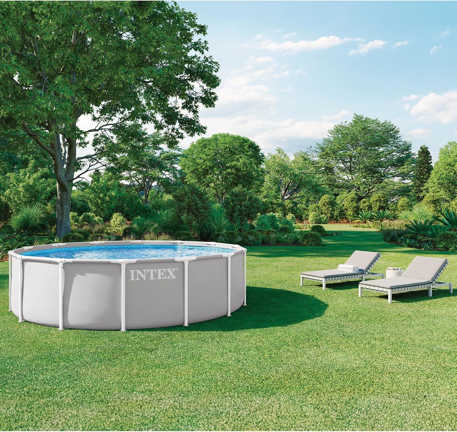 imageINTEX 26755EP Prism Frame Above Ground Swimming Pool Set 20ft x 52in Includes 1500 GPH Cartridge Filter Pump Removable Ladder Pool Cover Ground Cloth14 x 42