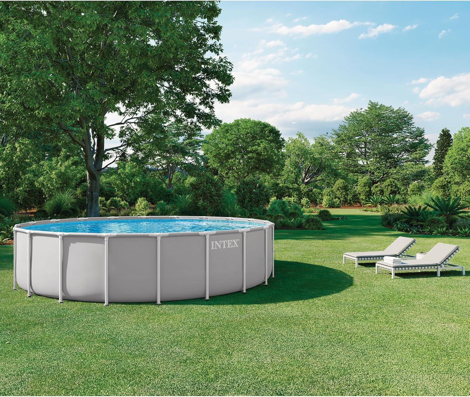 imageINTEX 26755EP Prism Frame Above Ground Swimming Pool Set 20ft x 52in Includes 1500 GPH Cartridge Filter Pump Removable Ladder Pool Cover Ground Cloth20 x 52