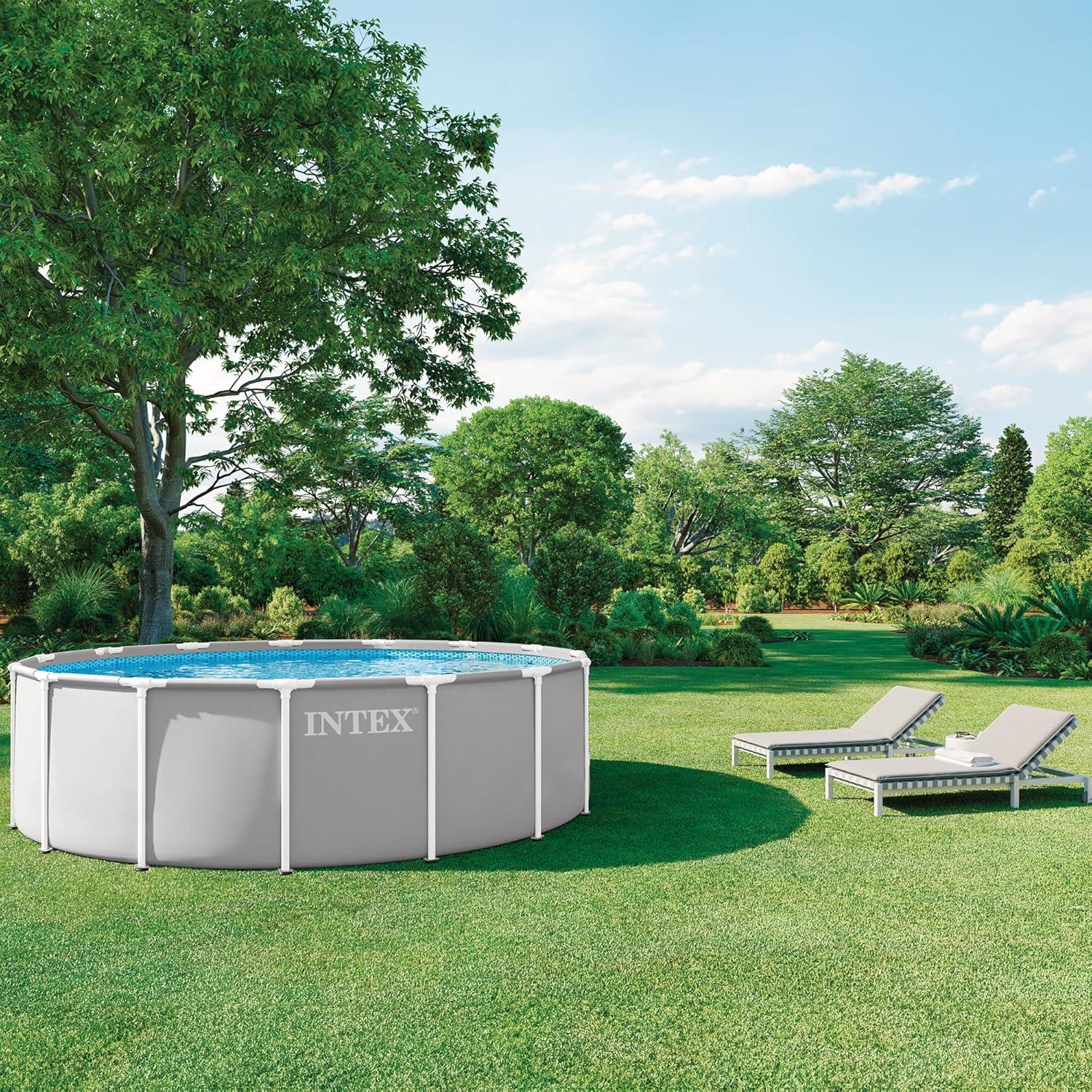 imageINTEX 26755EP Prism Frame Above Ground Swimming Pool Set 20ft x 52in Includes 1500 GPH Cartridge Filter Pump Removable Ladder Pool Cover Ground Cloth15 x 48
