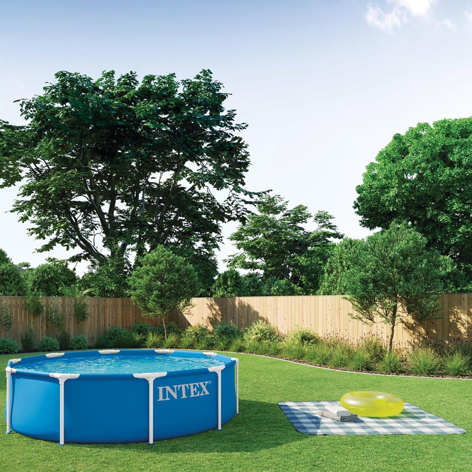 imageINTEX 28201EP 10Ft X 30In Metal Frame Above Ground Swimming Pool Set Includes 330 GPH Cartridge Filter Pump PunctureResistant Material Rust Resistant 1185 Gallon Capacity
