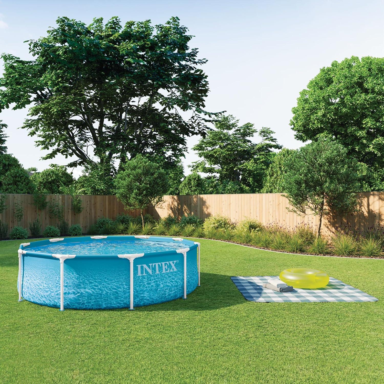 imageINTEX 28206EP 10Ft X 30In Beachside Metal Frame Above Ground Swimming Pool Pool Only Pump Not Included