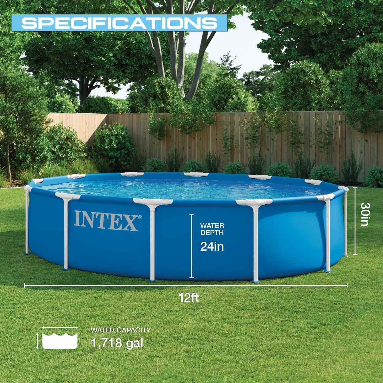 imageINTEX 28210EP 12Ft X 30In Metal Frame Above Ground Swimming Pool Pool Only Pump Not Included