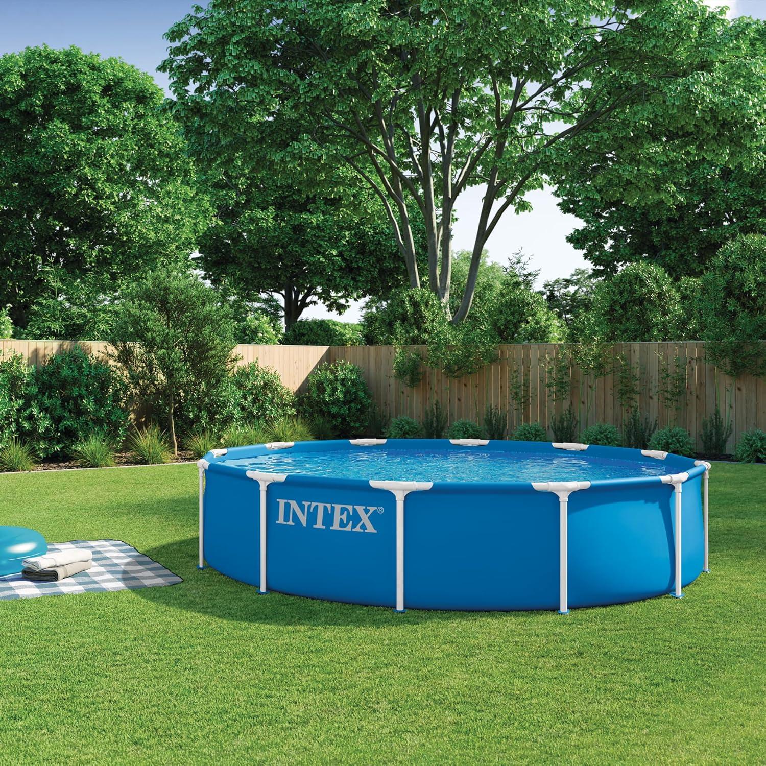 imageINTEX 28210EP 12Ft X 30In Metal Frame Above Ground Swimming Pool Pool Only Pump Not Included