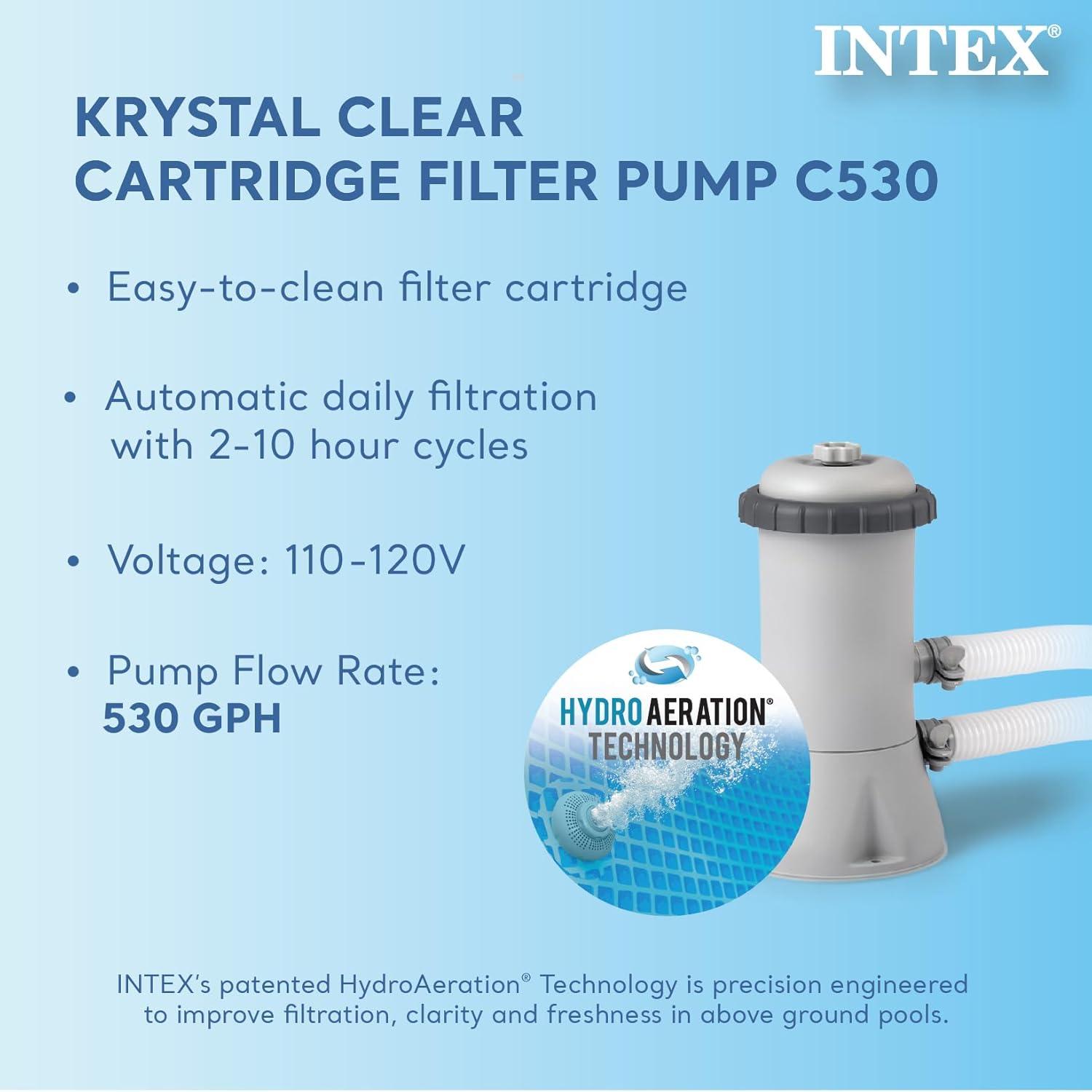 imageINTEX 28279EH Rectangular Frame Above Ground Swimming Pool Set 14ft x 33in Includes 530 GPH Cartridge Filter Pump SuperTough Puncture Resistant Rust Resistant 1883 Gallon Capacity