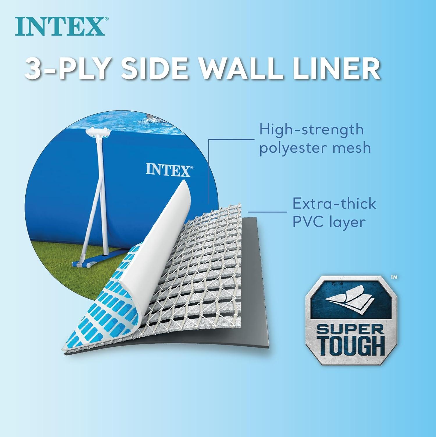 imageINTEX 28279EH Rectangular Frame Above Ground Swimming Pool Set 14ft x 33in Includes 530 GPH Cartridge Filter Pump SuperTough Puncture Resistant Rust Resistant 1883 Gallon Capacity