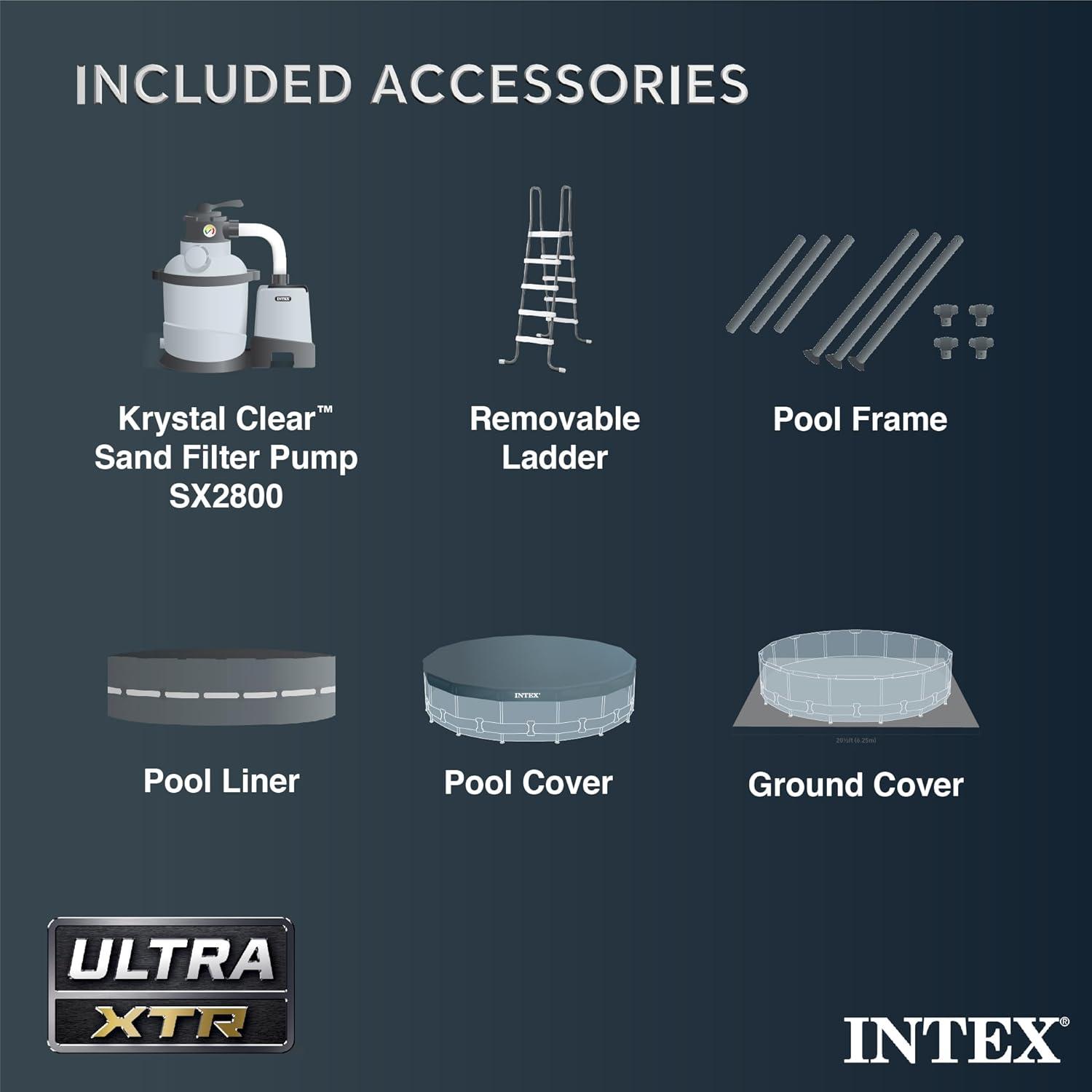 imageINTEX Ultra XTR Deluxe Round Above Ground Swimming Pool Set 24ft x 52in Includes Krystal Clear Cartridge Filter Pump Easy to AssembleOriginal Packaging