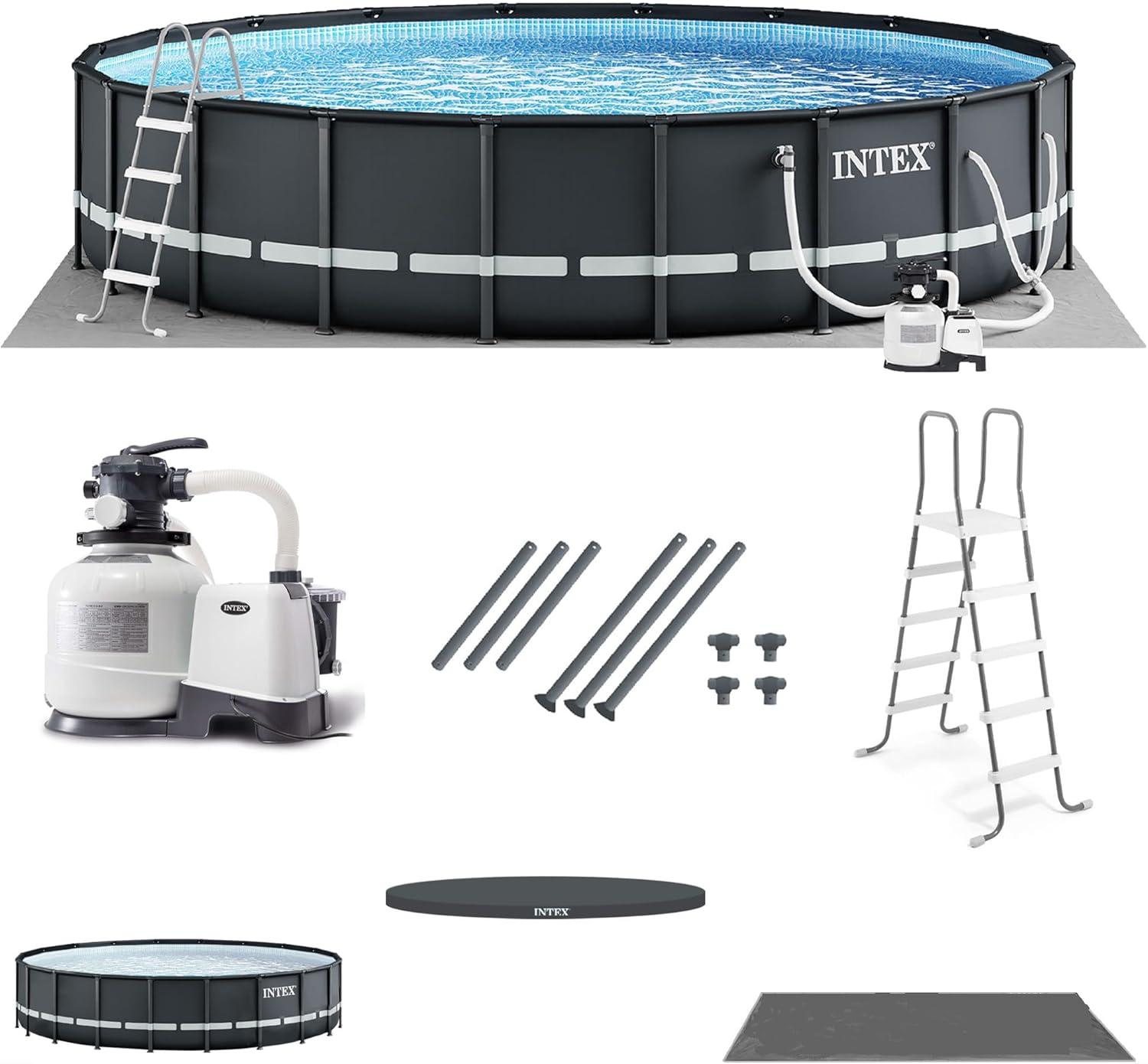 imageINTEX Ultra XTR Deluxe Round Above Ground Swimming Pool Set 24ft x 52in Includes Krystal Clear Cartridge Filter Pump Easy to AssembleOriginal Packaging