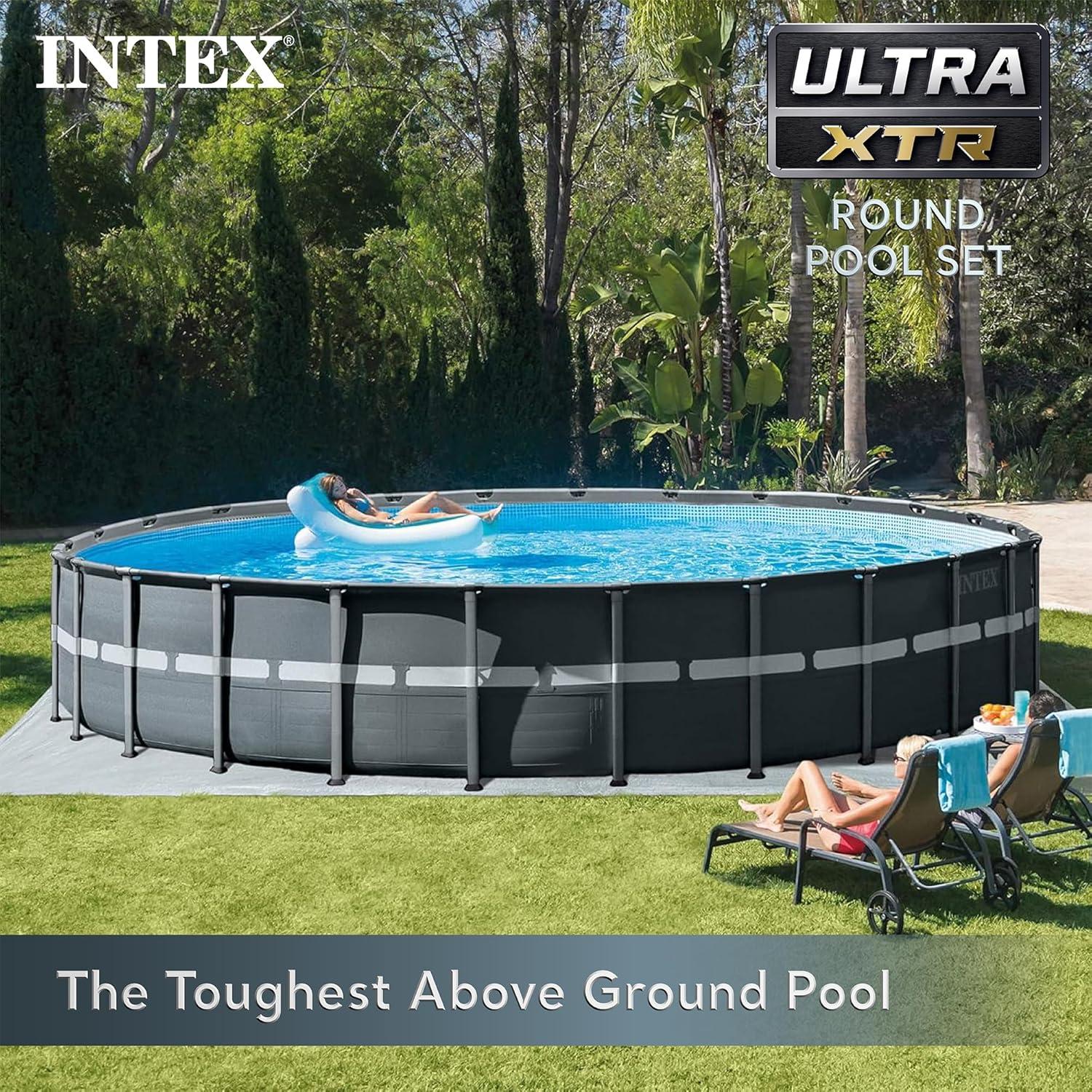 imageINTEX Ultra XTR Deluxe Round Above Ground Swimming Pool Set 24ft x 52in Includes Krystal Clear Cartridge Filter Pump Easy to AssembleOriginal Packaging