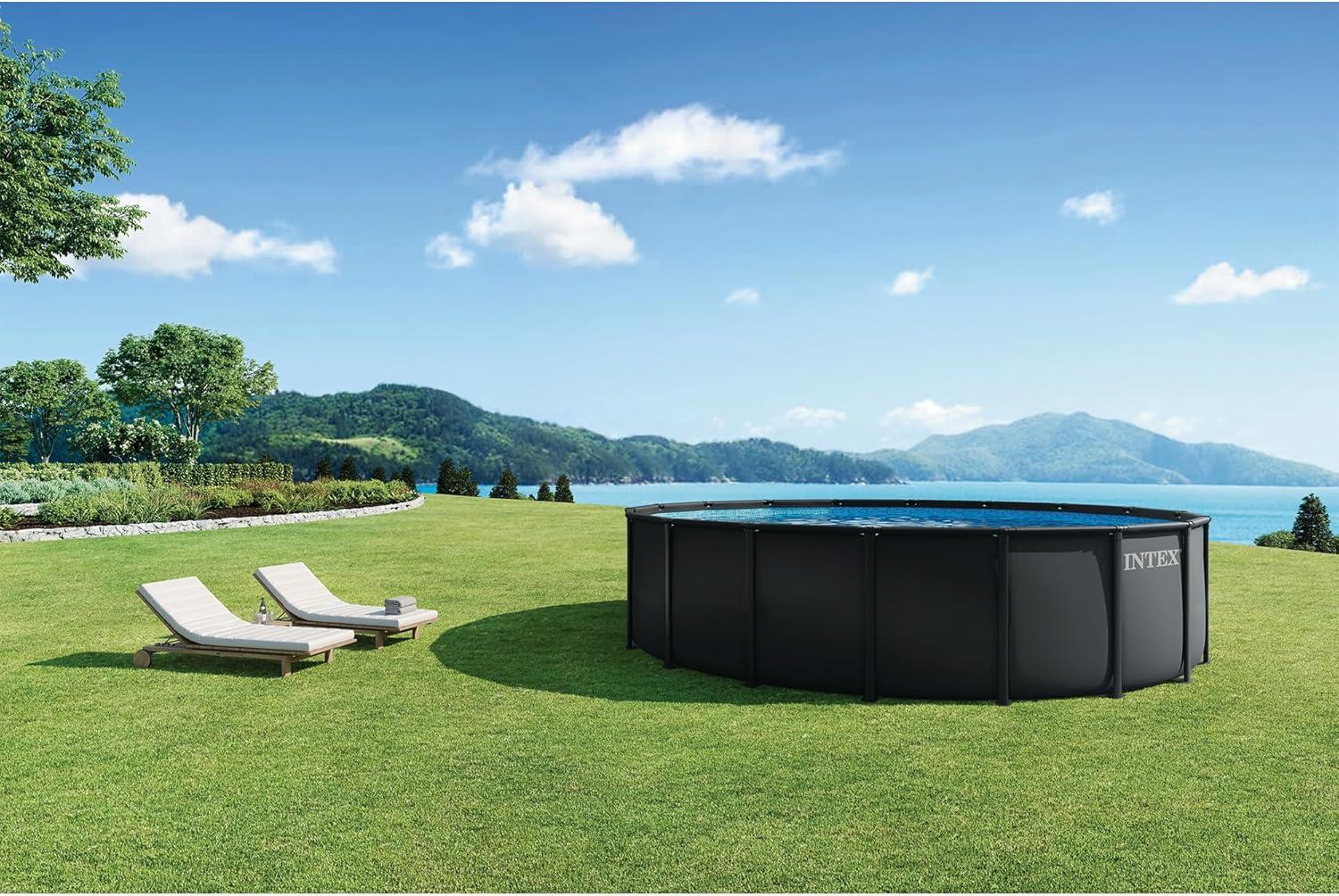 imageINTEX Ultra XTR Deluxe Round Above Ground Swimming Pool Set 24ft x 52in Includes Krystal Clear Cartridge Filter Pump Easy to AssembleUpdated Packaging
