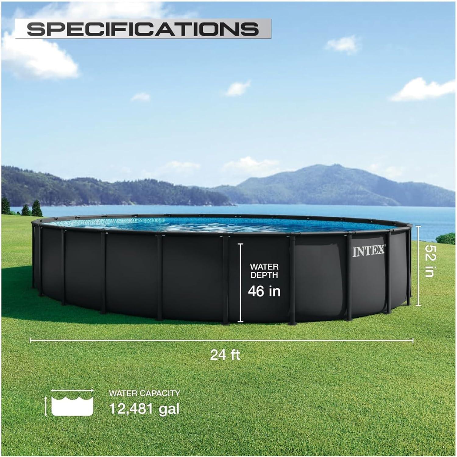 imageINTEX Ultra XTR Deluxe Round Above Ground Swimming Pool Set 24ft x 52in Includes Krystal Clear Cartridge Filter Pump Easy to AssembleUpdated Packaging