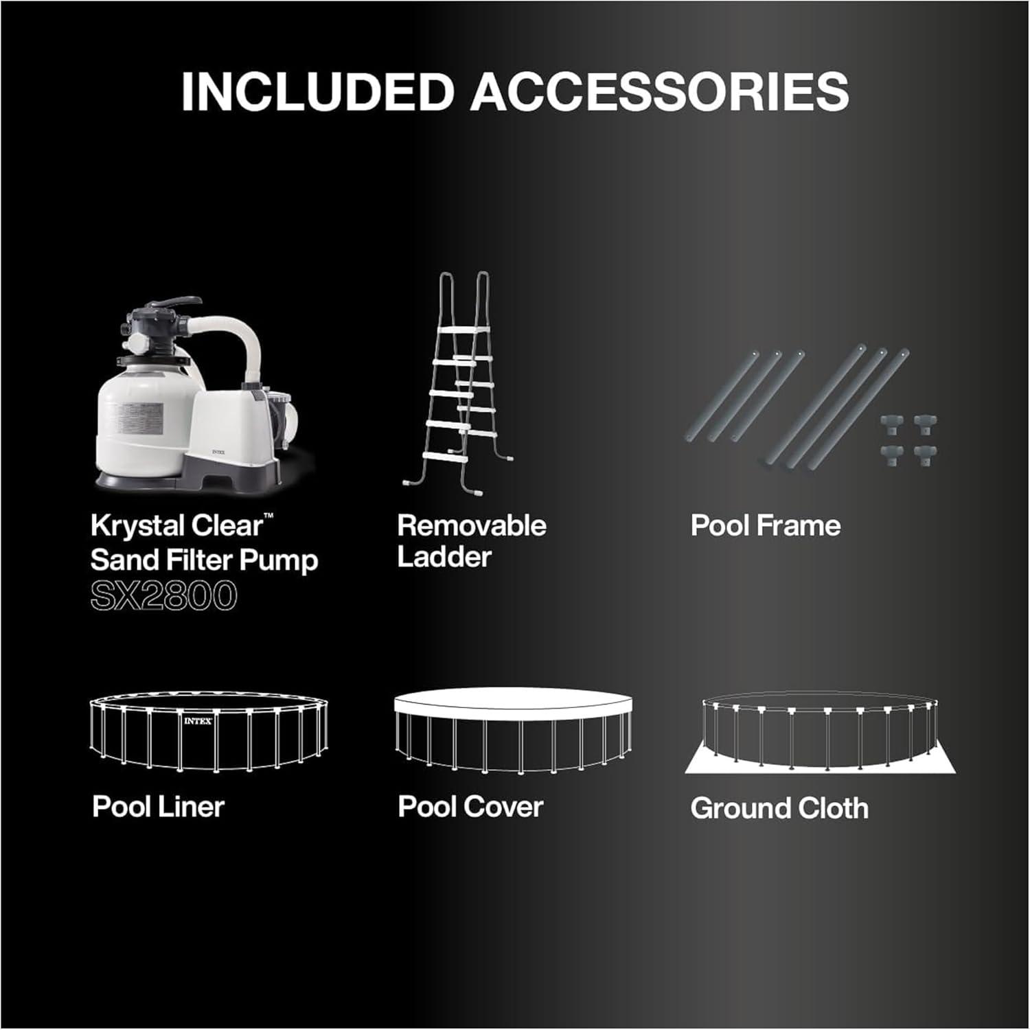 imageINTEX Ultra XTR Deluxe Round Above Ground Swimming Pool Set 24ft x 52in Includes Krystal Clear Cartridge Filter Pump Easy to AssembleUpdated Packaging
