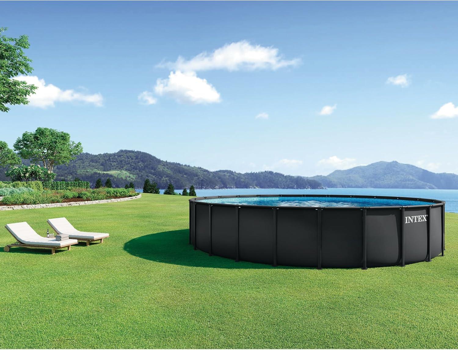 imageINTEX Ultra XTR Deluxe Round Above Ground Swimming Pool Set 24ft x 52in Includes Krystal Clear Cartridge Filter Pump Easy to AssembleUpdated Packaging