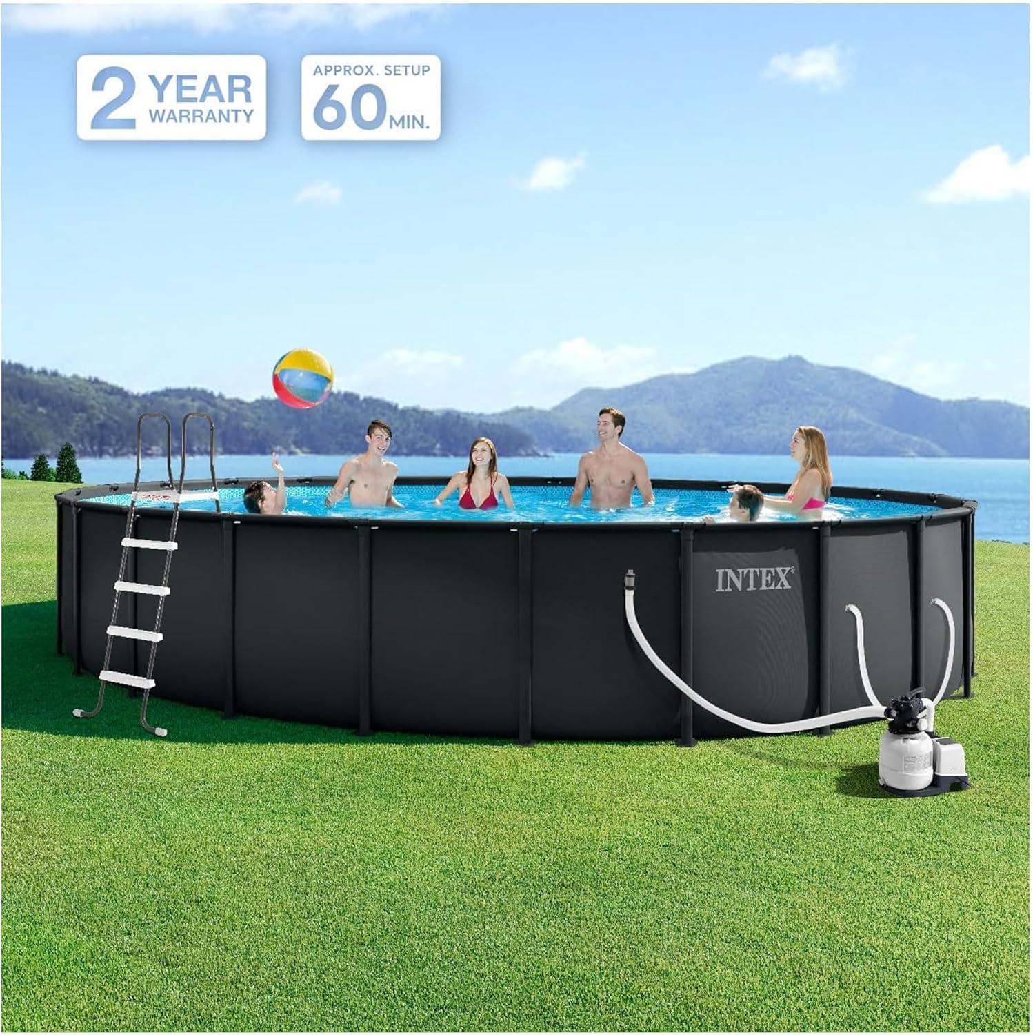 imageINTEX Ultra XTR Deluxe Round Above Ground Swimming Pool Set 24ft x 52in Includes Krystal Clear Cartridge Filter Pump Easy to AssembleUpdated Packaging