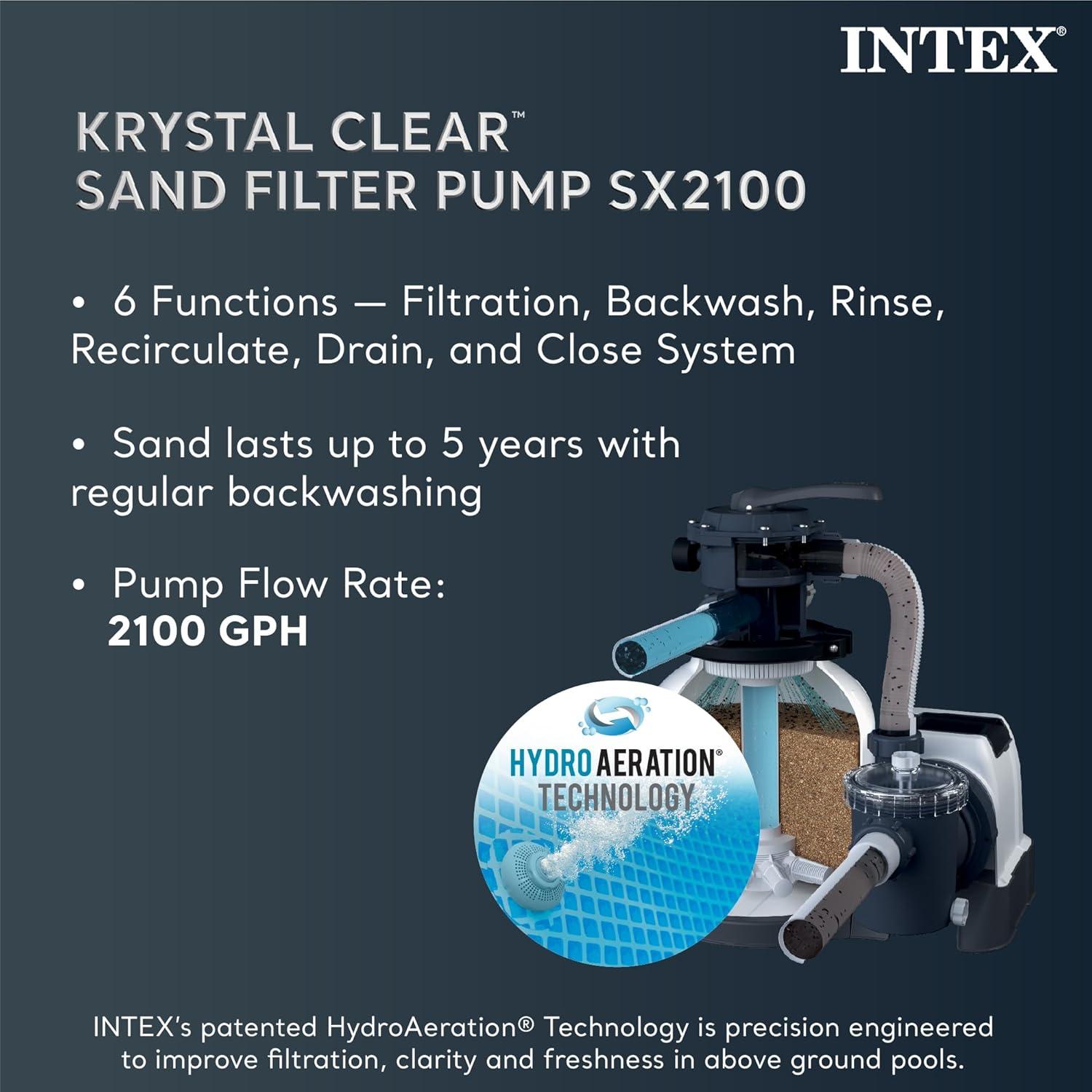 imageINTEX Ultra XTR Deluxe Round Above Ground Swimming Pool Set 24ft x 52in Includes Krystal Clear Cartridge Filter Pump Easy to Assemblewith Sand Filter Pump