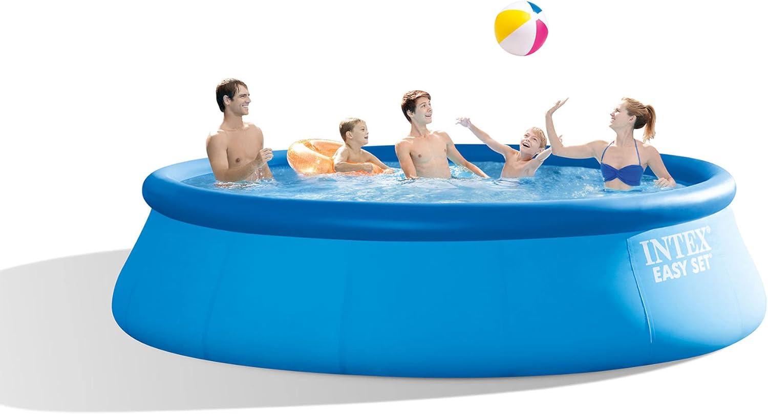 imageIntex 15ft x 48in Easy Set Outdoor Above Ground Swimming Pool Kit with Ladder Cover 1000 GPH GFCI Filter Pump and 6 Replacement Filter Cartridges