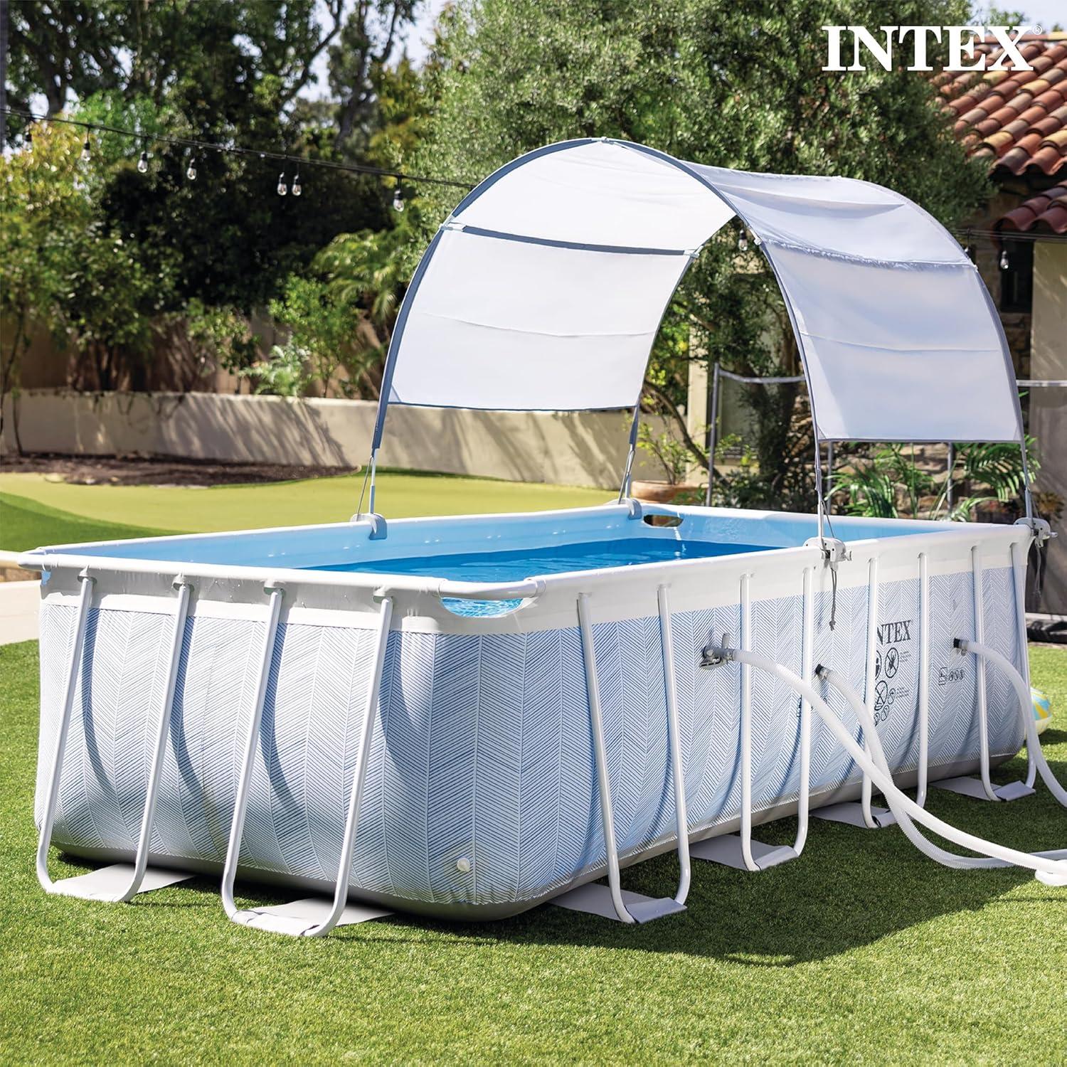 imageIntex 18 Foot by 52 Inch Ultra XTR Framed Above Ground Swimming Pool Set with Sand Filter Pump Pool Cover and Ladder Canopy and Ground Cloth Gray24 x 12 x 52