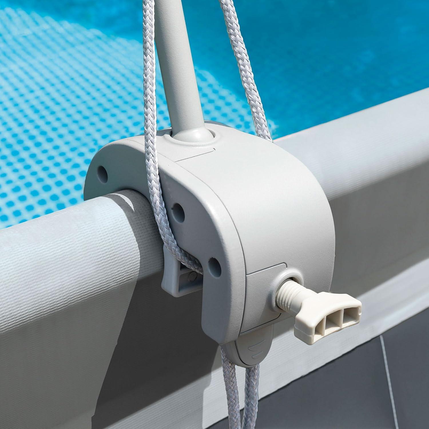 imageIntex 18 Foot by 52 Inch Ultra XTR Framed Above Ground Swimming Pool Set with Sand Filter Pump Pool Cover and Ladder Canopy and Ground Cloth Gray24 x 12 x 52