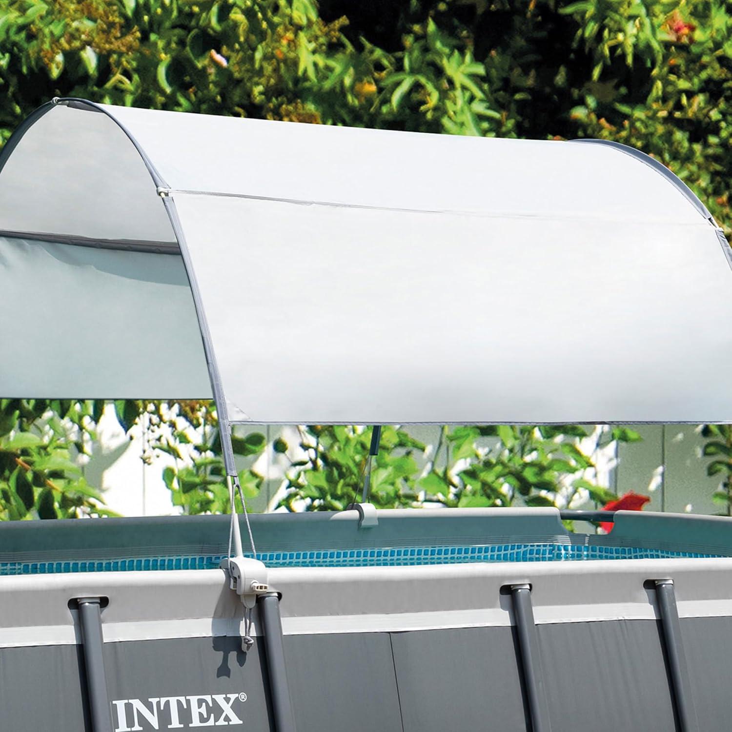 imageIntex 18 Foot by 52 Inch Ultra XTR Framed Above Ground Swimming Pool Set with Sand Filter Pump Pool Cover and Ladder Canopy and Ground Cloth Gray24 x 12 x 52