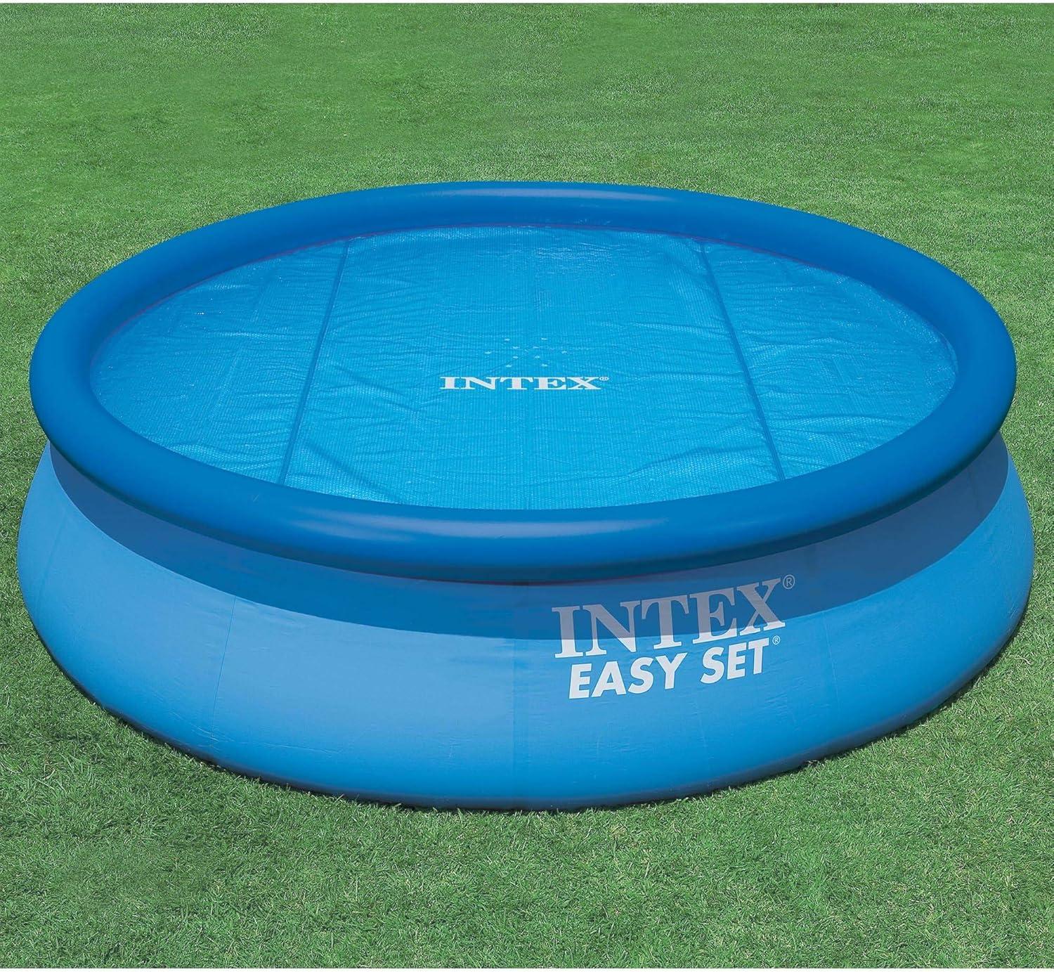 imageIntex 18 Round Easy Set Vinyl Solar Cover Bundled with 18 Deluxe Debris Pool Cover Above Ground Swimming Pools Pool Cover Accessory Only