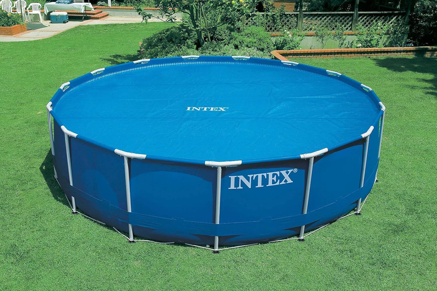 imageIntex 18 Round Easy Set Vinyl Solar Cover Bundled with 18 Deluxe Debris Pool Cover Above Ground Swimming Pools Pool Cover Accessory Only