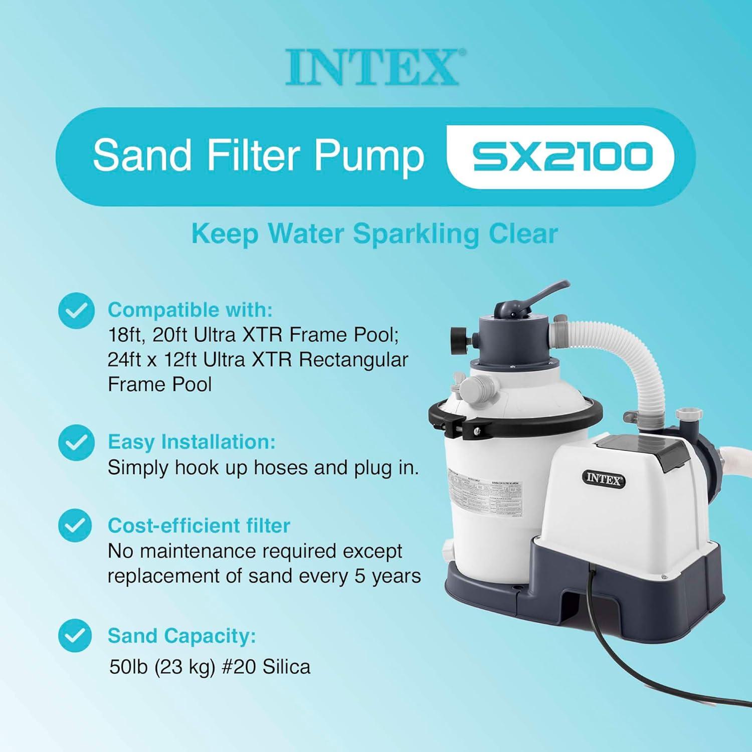 imageIntex 2100 GPH Above Ground Pool Sand Filter Pump Bundled with Krystal Clear Saltwater System Improved Circulation and Filtration