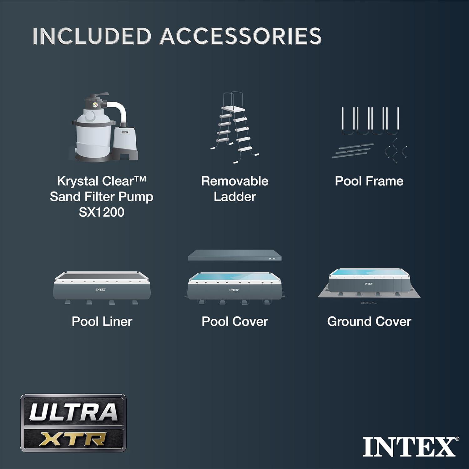 imageIntex 26355EH Ultra XTR 18ft x 9ft x 52in Above Ground Swimming Pool Set with Sand Filter Pump and OptiFlow 50lb Premium Filter Sand18 x 9 x 52