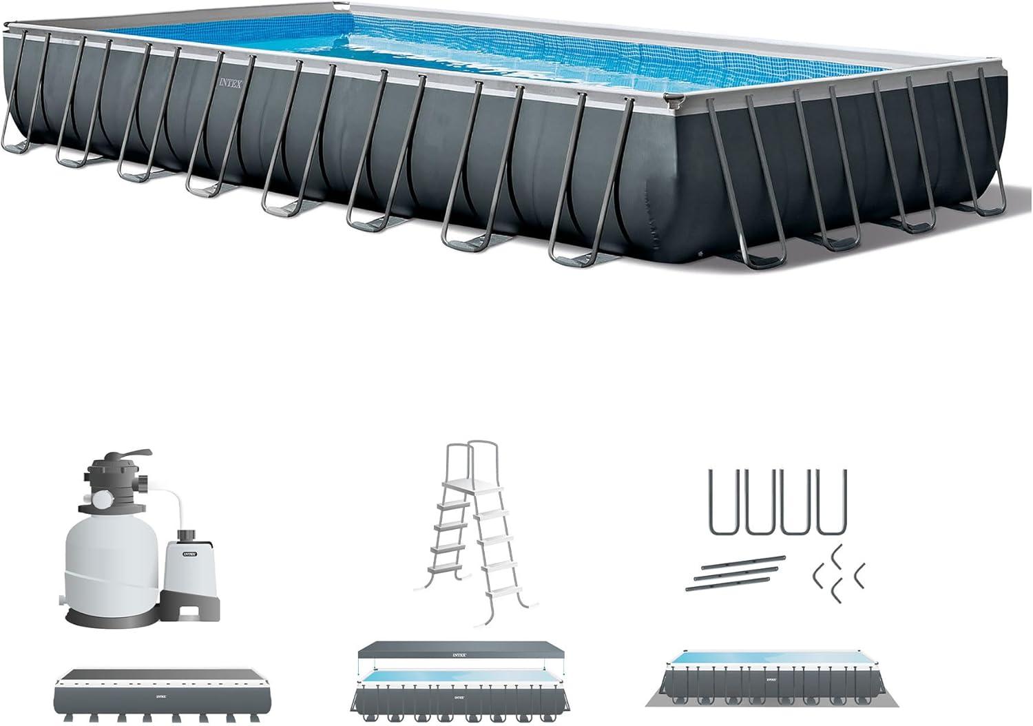 imageIntex 26355EH Ultra XTR 18ft x 9ft x 52in Above Ground Swimming Pool Set with Sand Filter Pump and OptiFlow 50lb Premium Filter Sand32 x 16 x 52