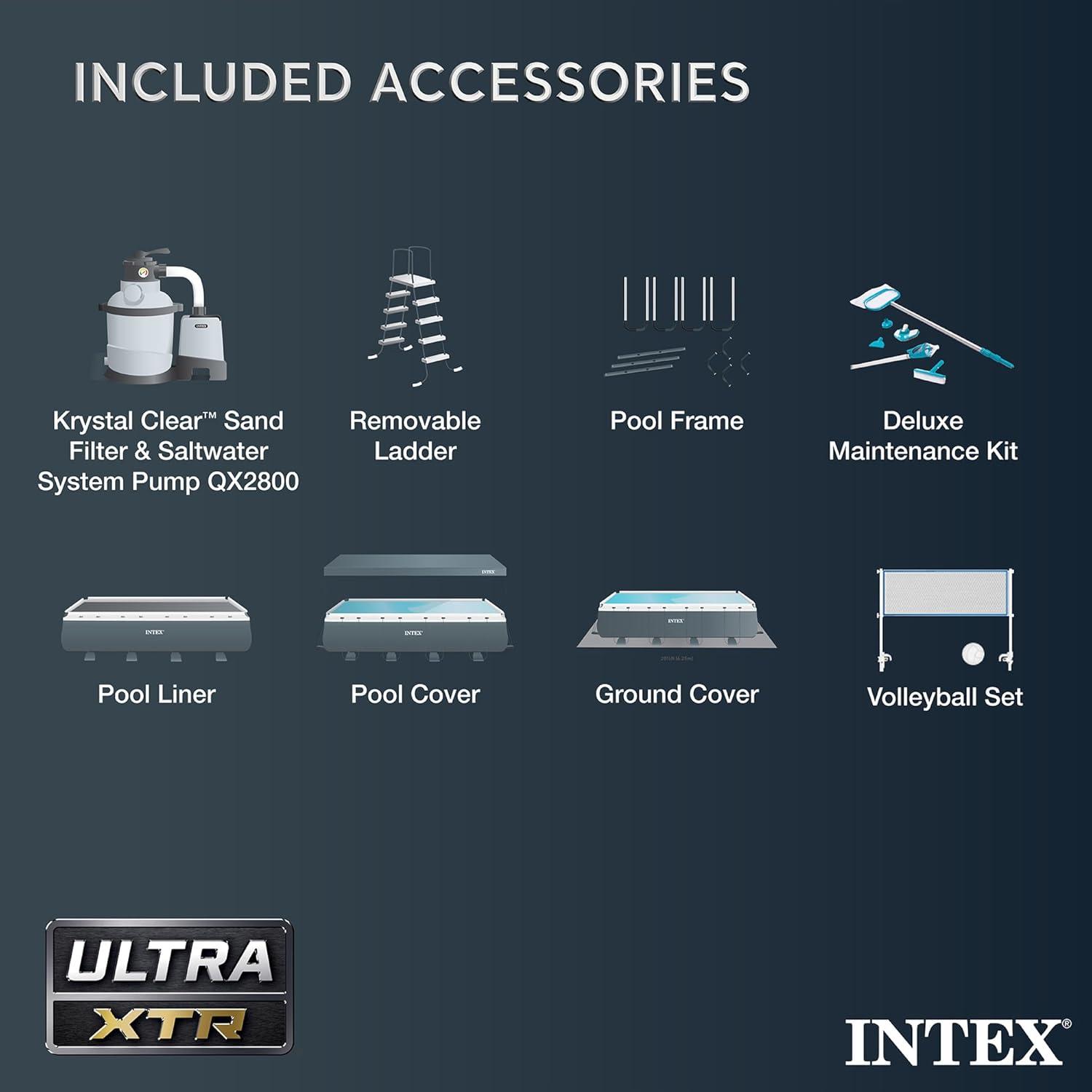 imageIntex 26355EH Ultra XTR 18ft x 9ft x 52in Above Ground Swimming Pool Set with Sand Filter Pump and OptiFlow 50lb Premium Filter Sand32 x 16 x 52