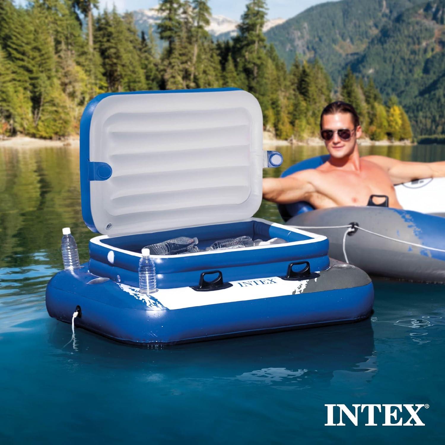 imageIntex 26373EH Ultra XTR 32ft x 16ft x 52in Above Ground Swimming Pool Set with Sand Filter Pump Inflatable Lounge Pool Recliners 2Pack and Inflatable Cooler