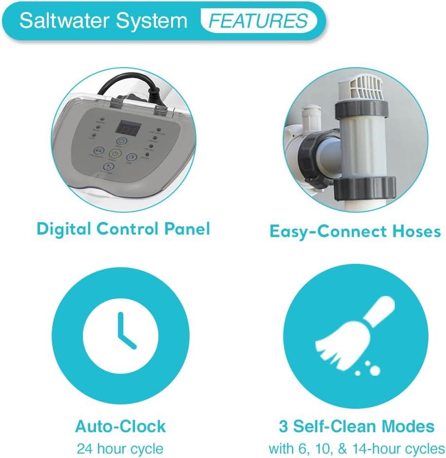 imageIntex 2800 GPH Pool Sand Filter Pump with Krystal Clear Saltwater System and Automatic Timer for Above Ground Swimming Pools Black