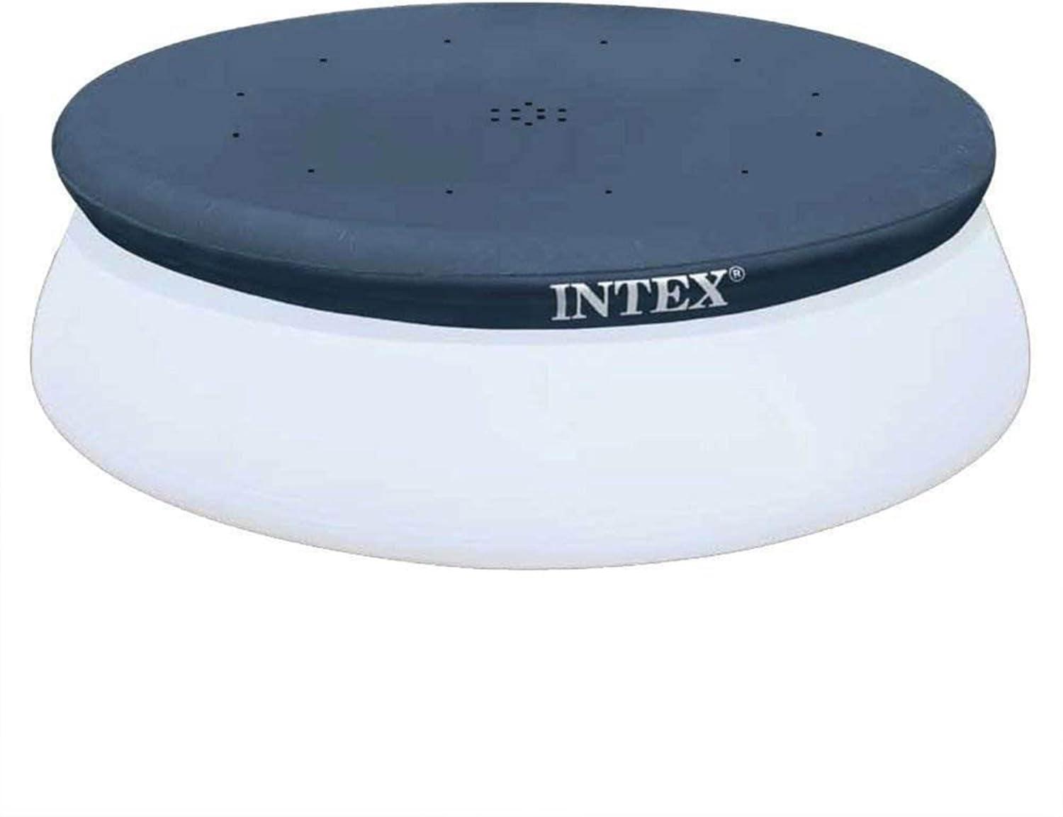 imageIntex 28021E Pool Cover For 10ft Round Easy Set Pools Includes Rope Tie Drain Holes 12in Overhang Snug Fit94 Round