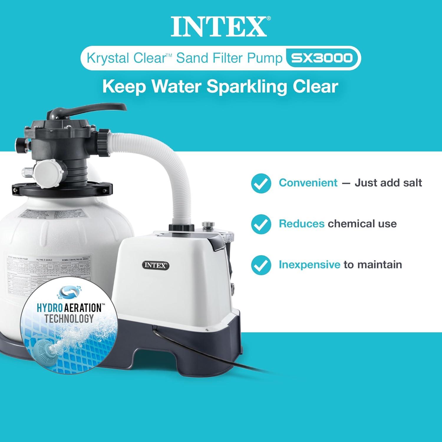 imageIntex 3000 GPH Sand Filter Pool Pump with BuiltIn Timer and Plunger Valve Set with Replacement Part 2 Pack for Above Ground Outdoor Swimming Pools