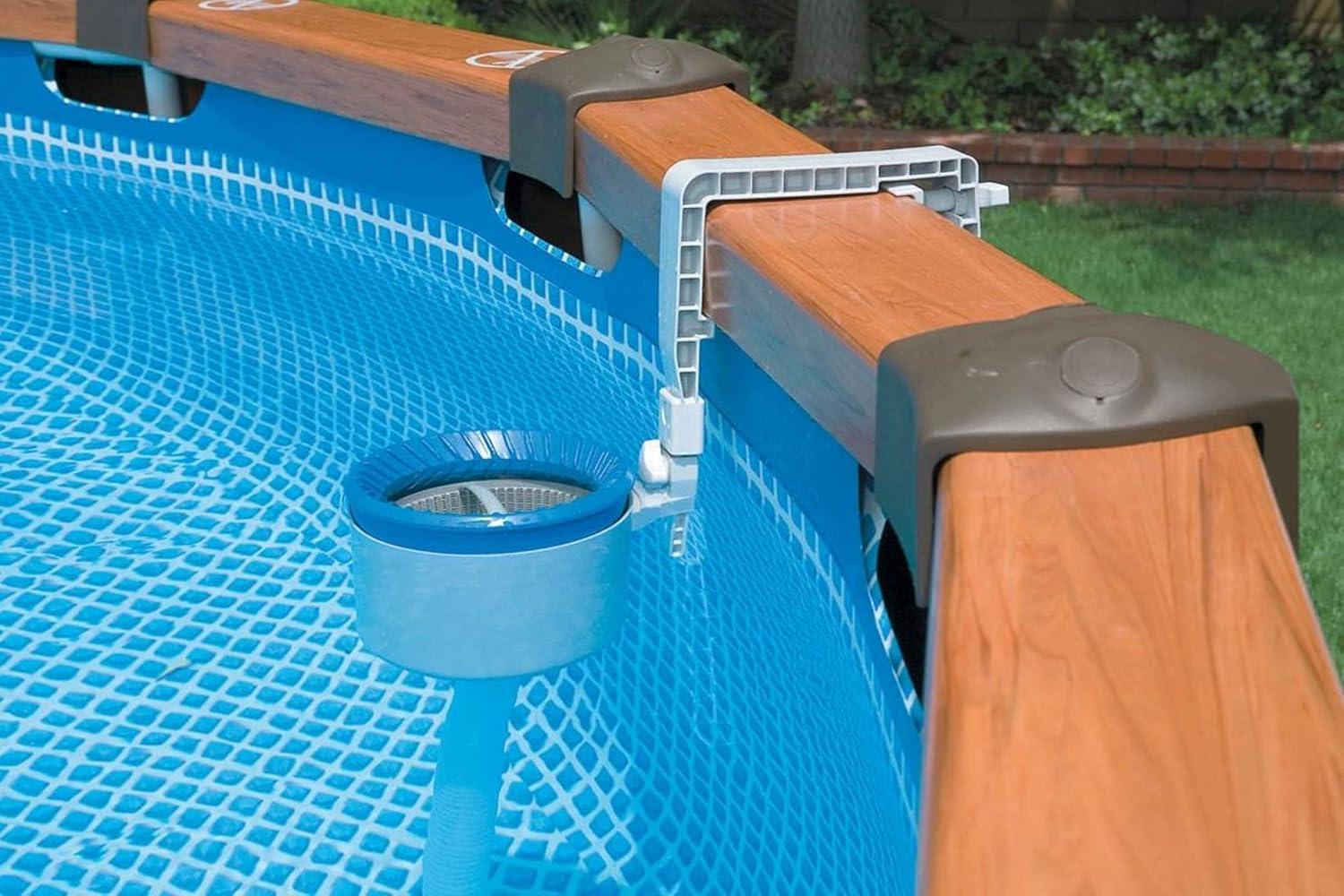 imageIntex Deluxe Wall Mounted Pool Surface Automatic Skimmer with Removable Strainer Basket for 800 GPH Pumps AboveGround Pool Accessory 2 Pack