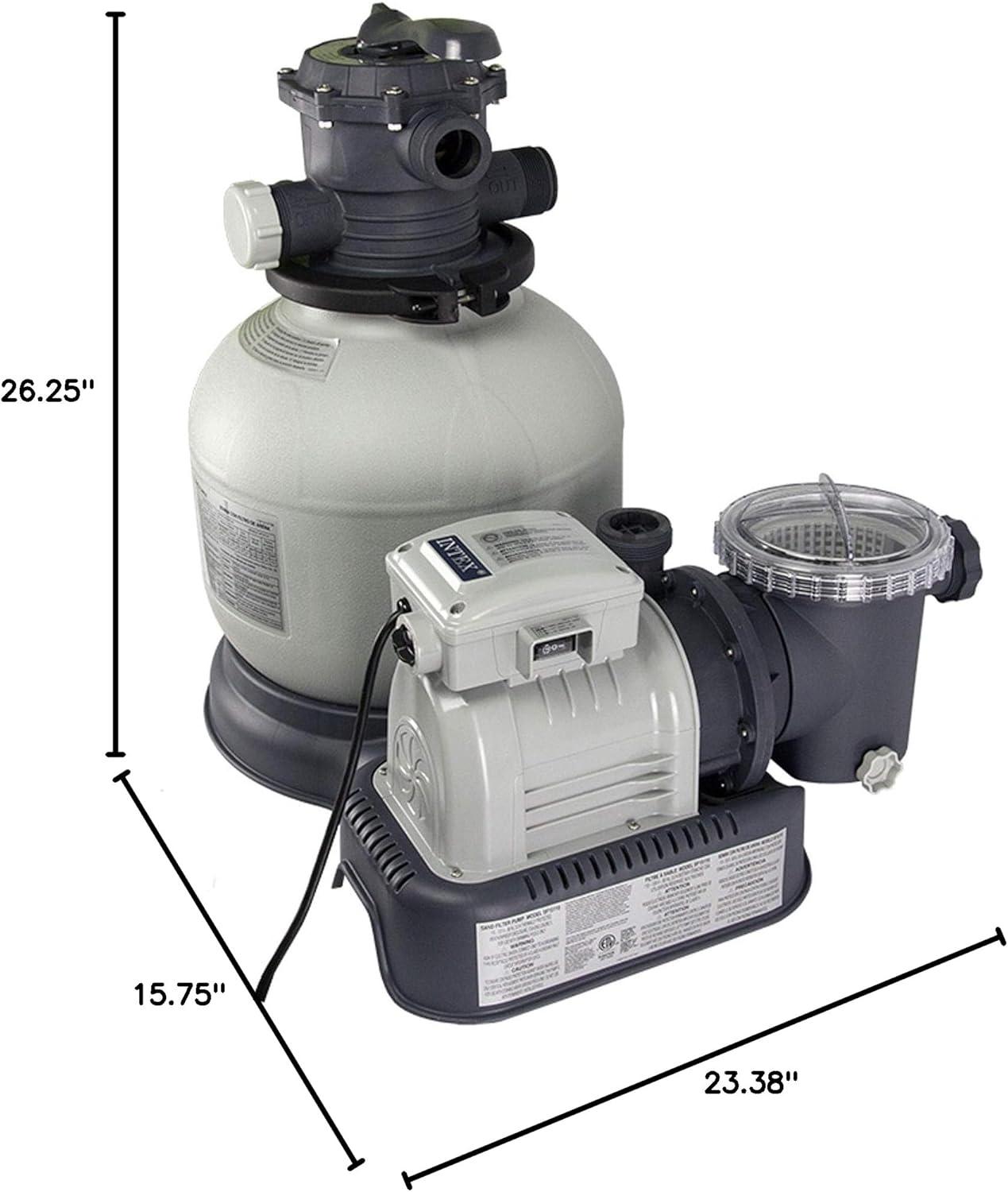 imageIntex Krystal Clear Sand Filter Pump for Above Ground Pools 2800 GPH Pump Flow Rate 110120V with GFCI14 in