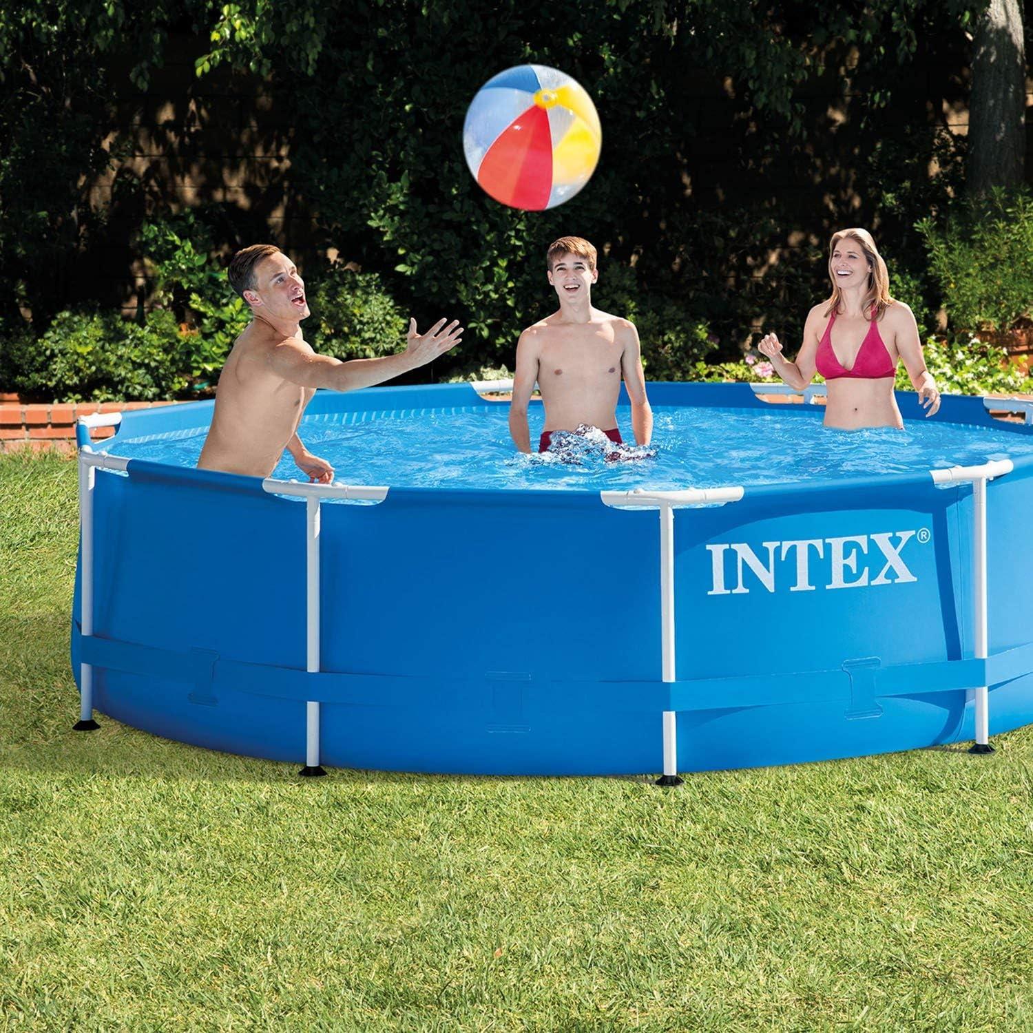 imageIntex Metal Frame Swimming Pool with Filter Pump and Pool Cleaning Kit 2 Pack
