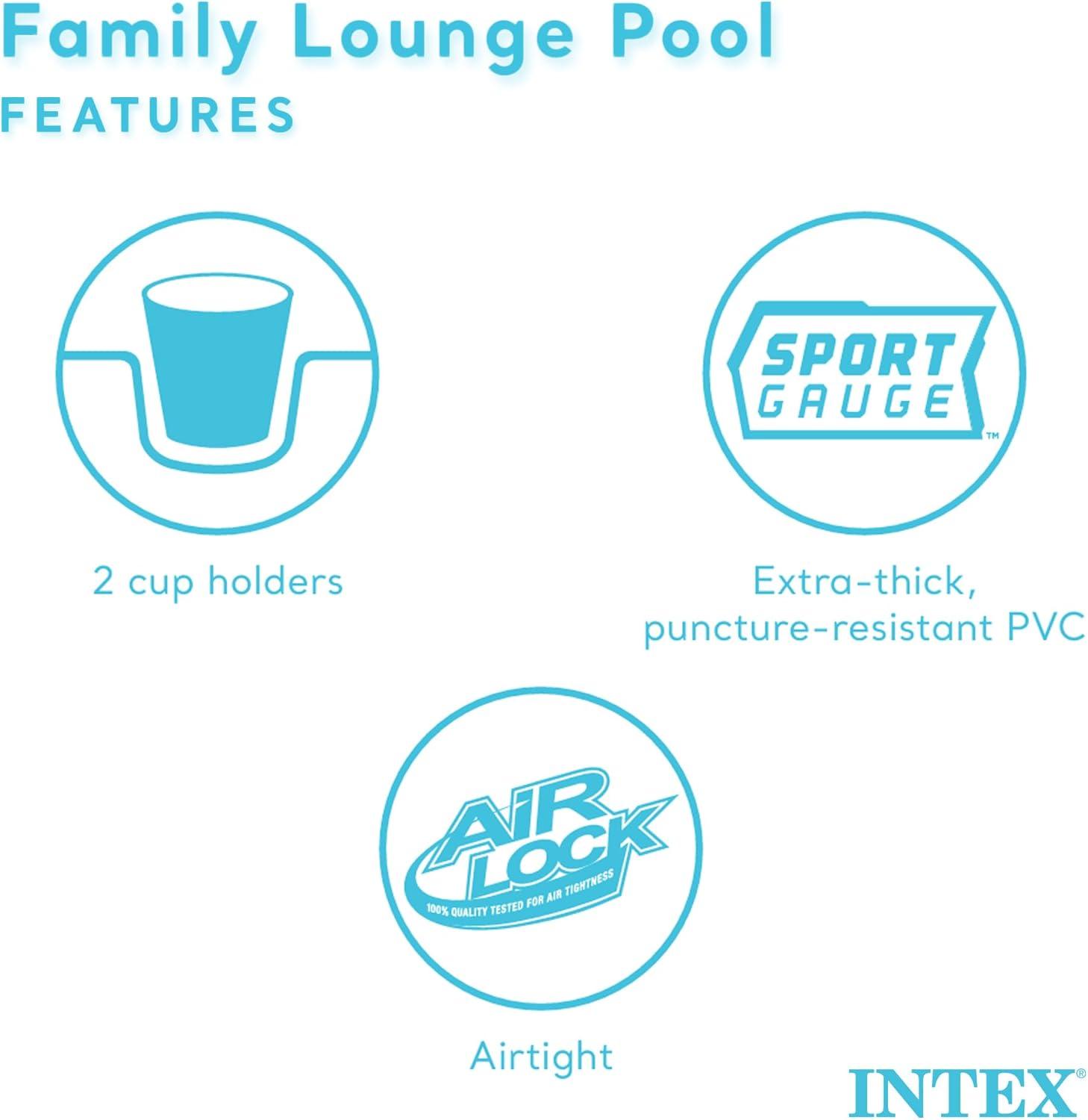 imageIntex Swim Center Inflatable Above Ground Outdoor Round Family Swimming Pool with Builtin Relaxing Bench Cupholders amp Secure Vinyl Pool Cover Blue