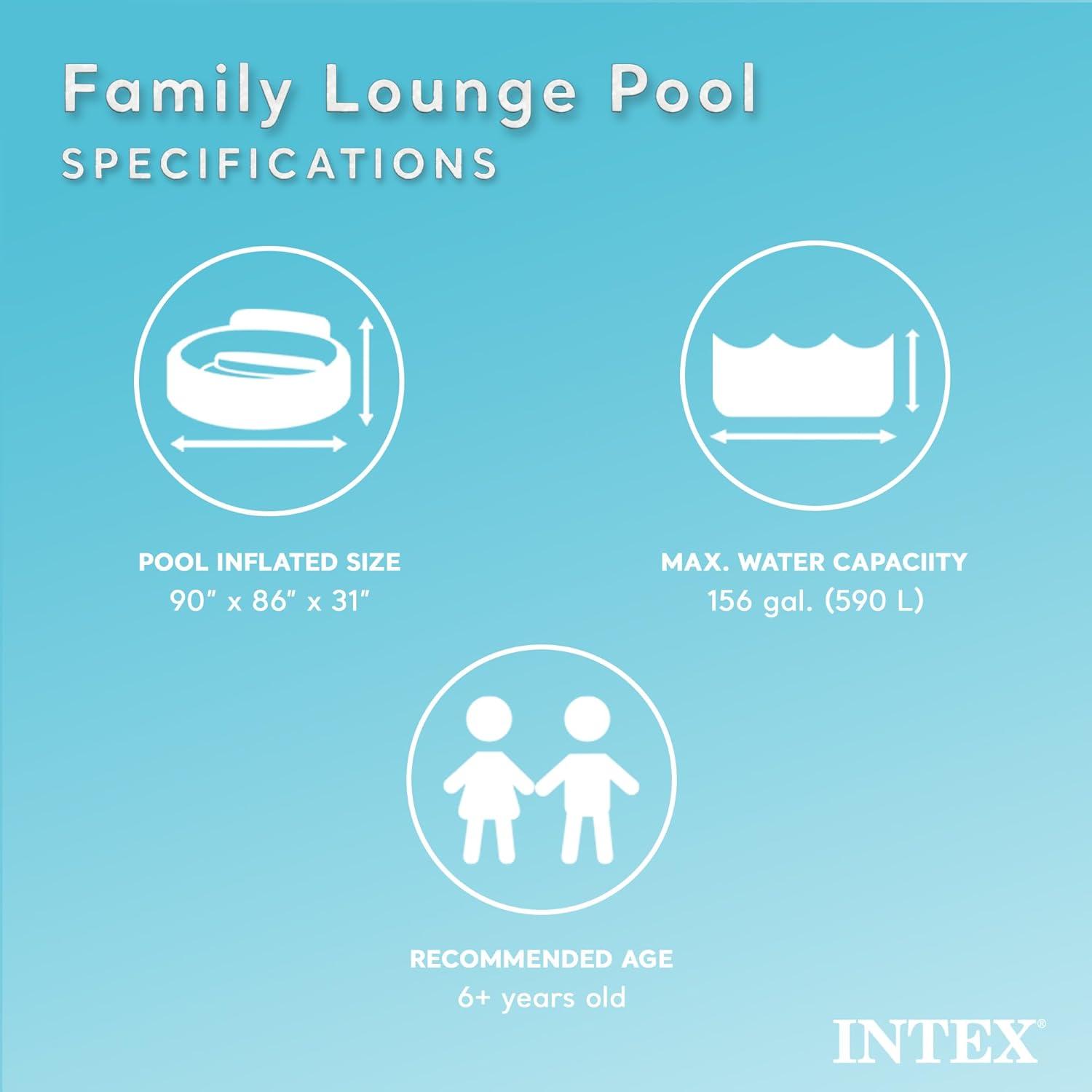 imageIntex Swim Center Inflatable Above Ground Outdoor Round Family Swimming Pool with Builtin Relaxing Bench Cupholders amp Secure Vinyl Pool Cover Blue