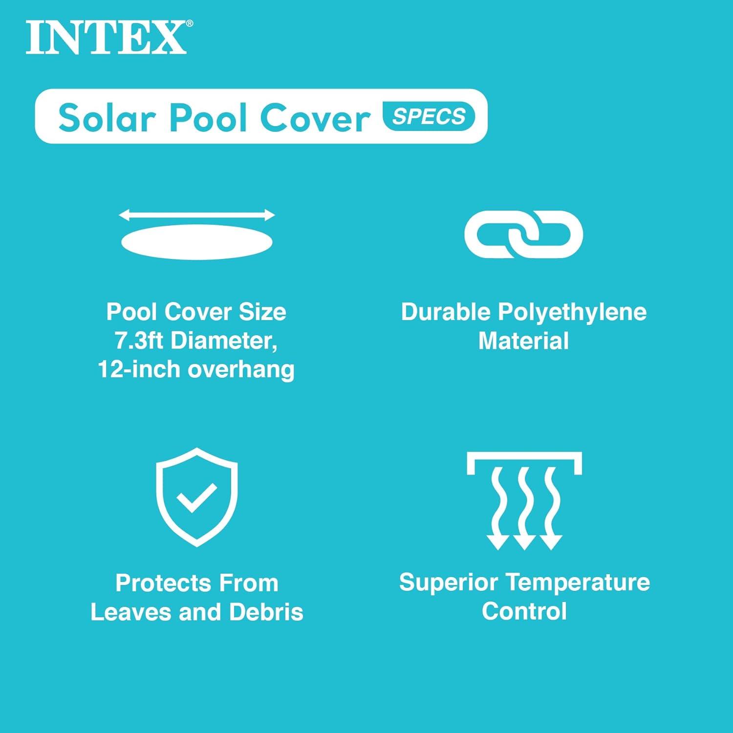 imageIntex Swim Center Inflatable Above Ground Outdoor Round Family Swimming Pool with Builtin Relaxing Bench Cupholders amp Secure Vinyl Pool Cover Blue