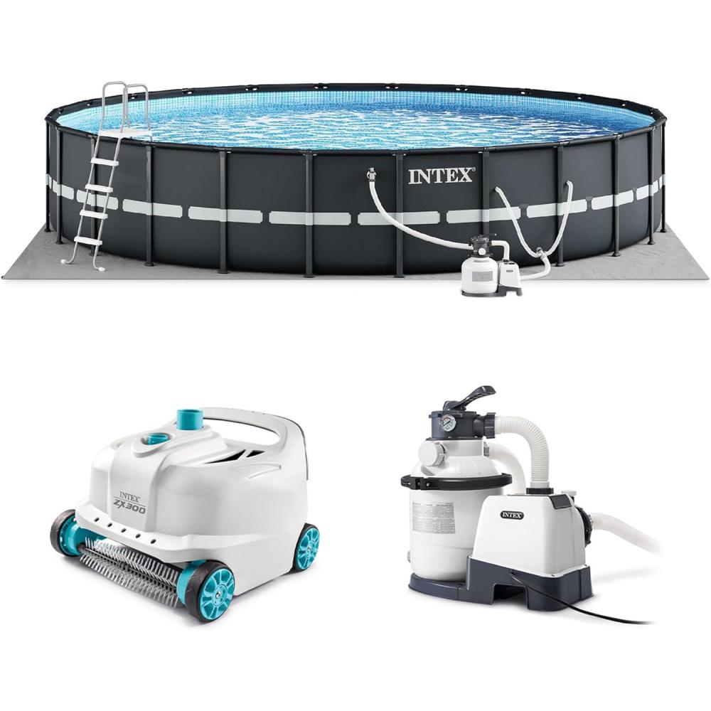 imageINTEX 26329EH Ultra XTR 18ft x 52in Above Ground Swimming Pool Set with Sand Filter Pump and Deluxe Automatic Vacuum Cleaner