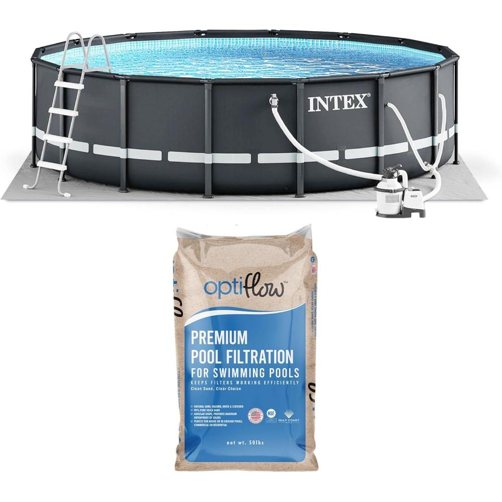 imageINTEX 26333EH Ultra XTR 20ft x 48in Above Ground Swimming Pool Set with Sand Filter Pump and OptiFlow 50lb Premium Filter Sand14 x 42